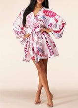 Load image into Gallery viewer, Nakia Pink Graffiti Mini Flare Dress PRE-ORDER