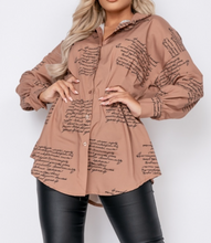 Load image into Gallery viewer, Camel Letter Print Corset Shirt Dress