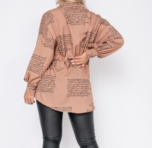 Load image into Gallery viewer, Camel Letter Print Corset Shirt Dress