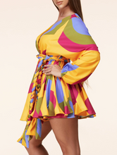 Load image into Gallery viewer, Raquel Twirl Gold Mini Flare Dress