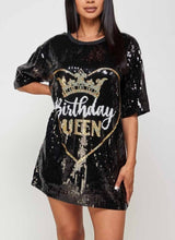 Load image into Gallery viewer, Birthday Queen Sequin Shirt Dress
