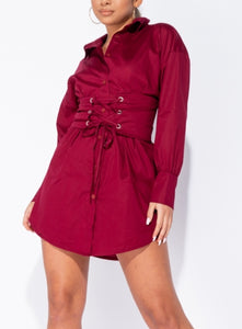 Kara "Lace Me Up" Shirt Dress