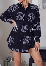 Load image into Gallery viewer, Black Letter Print Corset Shirt Dress
