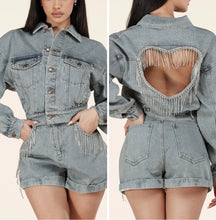 Load image into Gallery viewer, Sweetheart Denim Short Set
