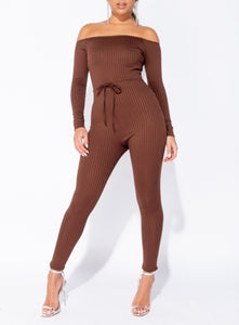 Kelly Rib Knit Long Sleeve Jumpsuit