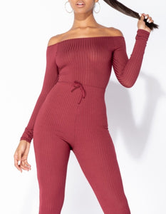 Kelly Rib Knit Long Sleeve Jumpsuit