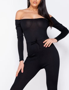 Kelly Rib Knit Long Sleeve Jumpsuit