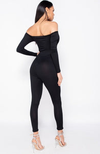 Kelly Rib Knit Long Sleeve Jumpsuit