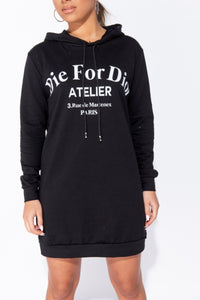 Deana Dior Hooded Dress-Black