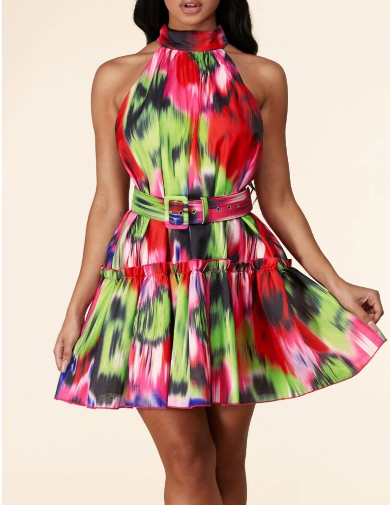 Ava Print Mini Flare Dress