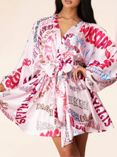 Load image into Gallery viewer, Nakia Pink Graffiti Mini Flare Dress PRE-ORDER
