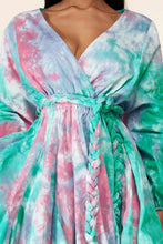 Load image into Gallery viewer, Raquel Twirl Turquoise Tie-Dye Mini Flare Dress Pre-Order
