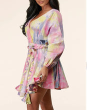 Load image into Gallery viewer, Raquel Twirl Pink Tie-Dye Mini Flare Dress Pre-Order
