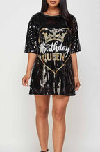 Load image into Gallery viewer, Birthday Queen Sequin Shirt Dress
