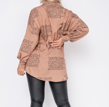 Load image into Gallery viewer, Camel Letter Print Corset Shirt Dress
