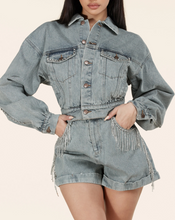 Load image into Gallery viewer, Sweetheart Denim Short Set
