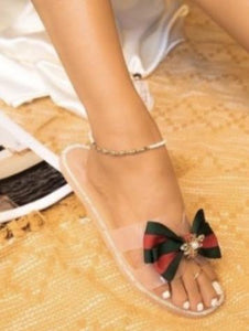 New Style "Bee Bow" Sandals - Nude