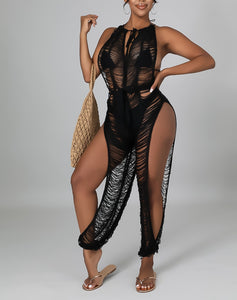 🔥"She Shredded" Cover Up Split Leg Jumpsuit 🔥