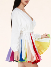 Load image into Gallery viewer, Raquel Twirl White Mini Flare Dress Pre-Order
